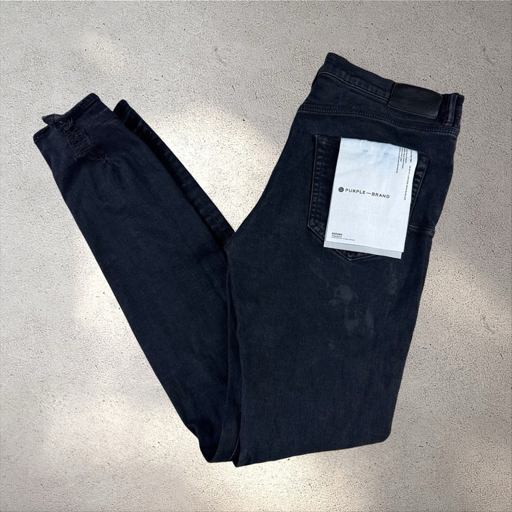 Purple Brand Jeans Mens 34x33 Black Skinny Slim Distressed P001